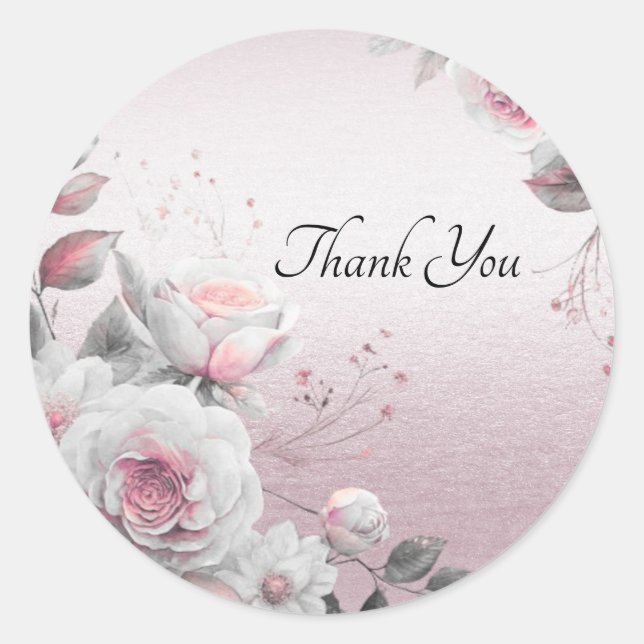 Pink White Floral Sticker (Front)