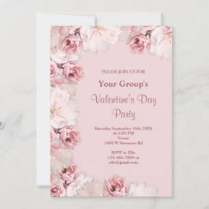 Pink/White Floral Valentine's Day Party Invitation