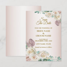 Pink White Floral Watercolor Greenery Wedding