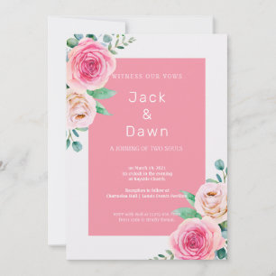 Pink & White Floral Watercolor Wedding Invitation