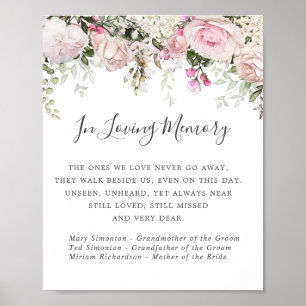 Pink White Floral Wedding Memorial Sign