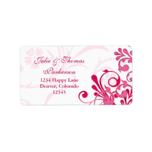 Pink White Floral Wedding Return Address Label