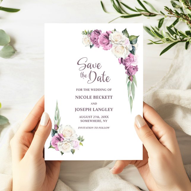 Pink White Floral Wedding Save the Date  (Creator Uploaded)