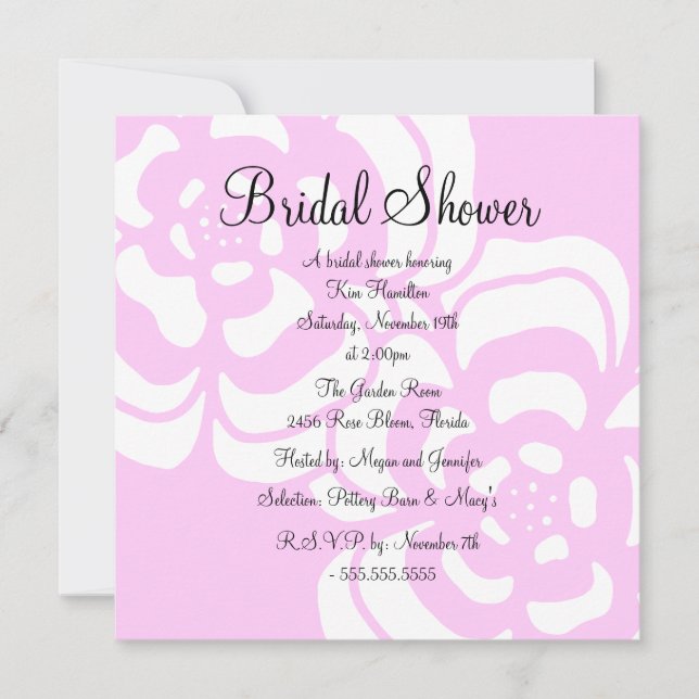 Pink & White Flower Bridal Shower Invitation (Front)