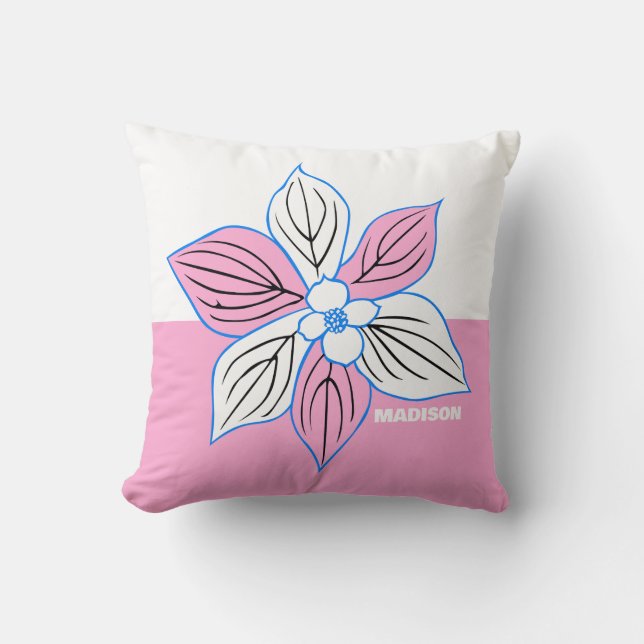 Pink & White Flower Cushion (Front)