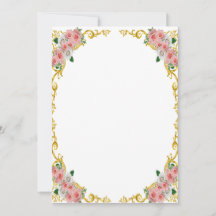 Pink White Flower Gold Baroque Frame