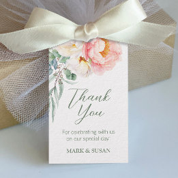 Pink White Flower Wedding Gift Tag