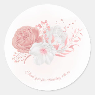 pink & white flowers botanical wedding classic round sticker