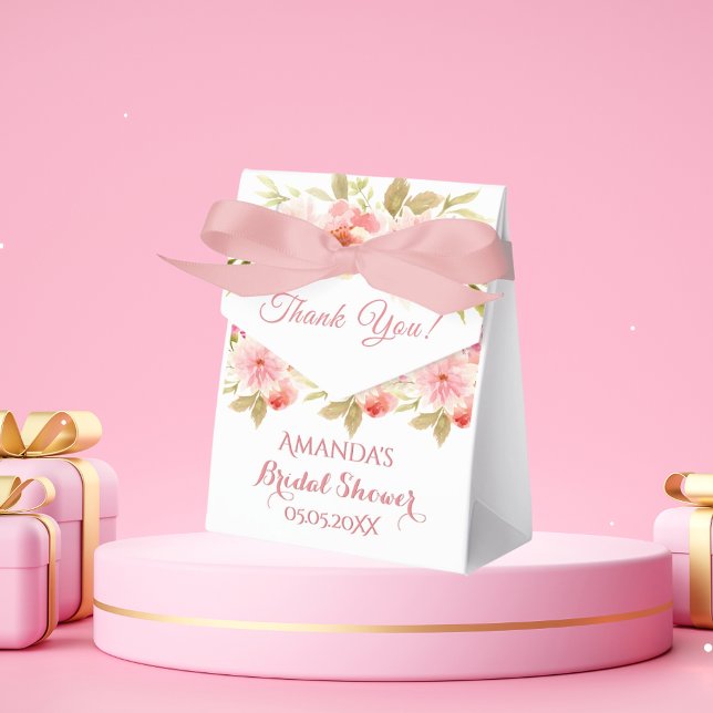 Pink white flowers bridal shower thank you favour box (Creator Uploaded)