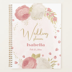 pink & white flowers gold botanical planner