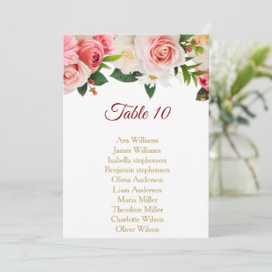  pink & white flowers gold seating  invitation