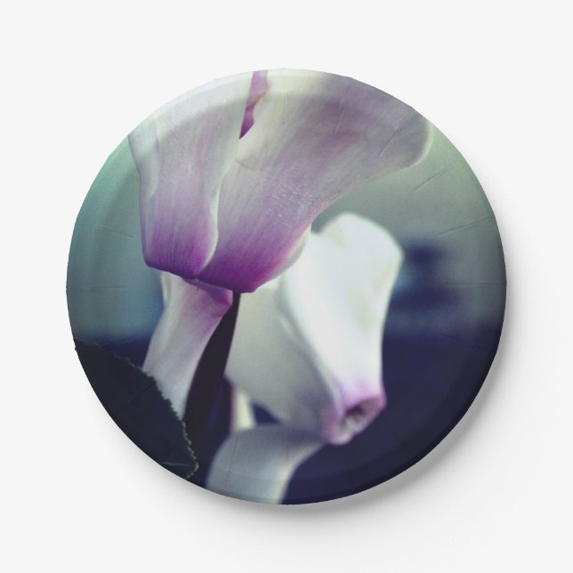 Pink White  Flowers Photo Custom Paper Plates (Front)