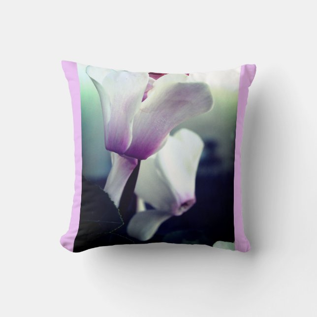 Pink White  Flowers Photo Throw Cushion (Front)