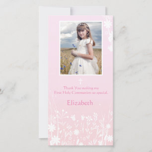 Pink, White Flowers, Religious Photo Card