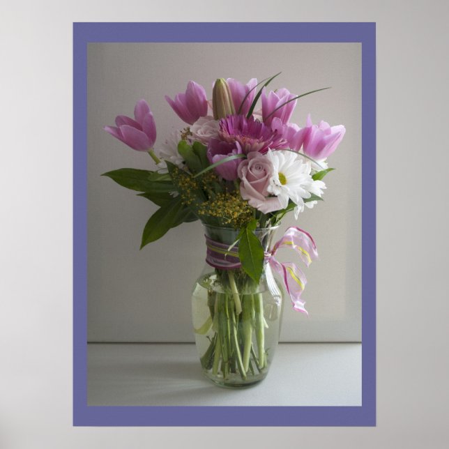 Pink & white flowers still life poster (Front)