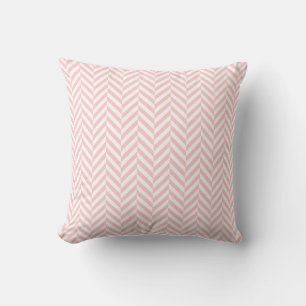 Pink White Geometric Herringbone Pattern Cushion