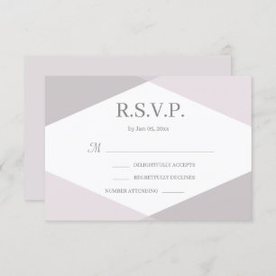 Pink White Geometric Modern Wedding RSVP Invitation