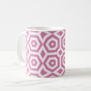 pink white geometric pattern art deco coffee mug
