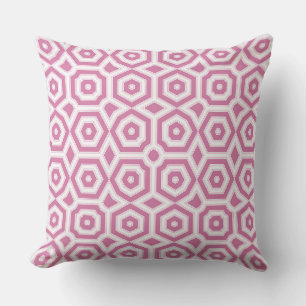 pink white geometric pattern art deco cushion