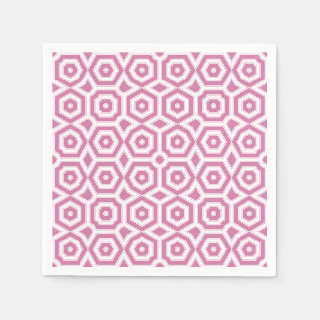 pink white geometric pattern art deco  napkin (Front)