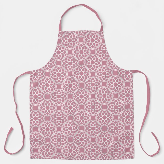 Pink White Geometric Seamless Pattern Apron (Front)