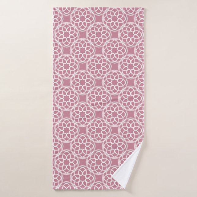 Pink White Geometric Seamless Pattern Bath Towel (Bath Towel)