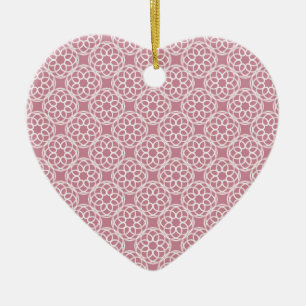 Pink White Geometric Seamless Pattern Ceramic Tree Decoration