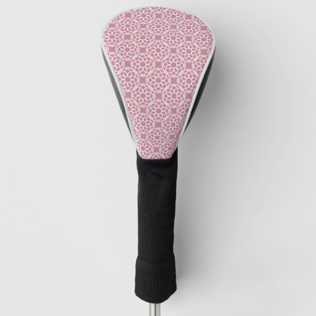 Pink White Geometric Seamless Pattern Golf Head Cover (Front)