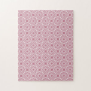 Pink White Geometric Seamless Pattern Jigsaw Puzzle