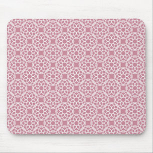 Pink White Geometric Seamless Pattern Mouse Mat