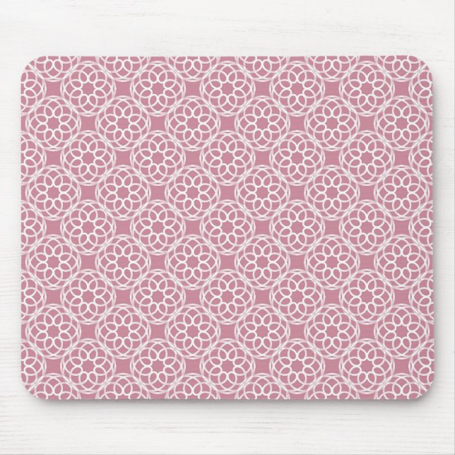 Pink White Geometric Seamless Pattern Mouse Mat (Front)