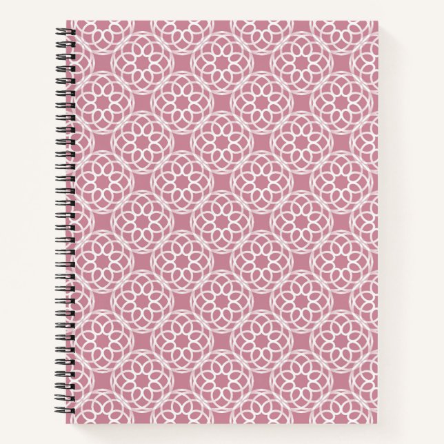 Pink White Geometric Seamless Pattern Notebook (Front)