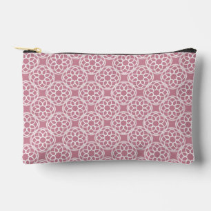 Pink White Geometric Seamless Pattern Small Accessory Pouch