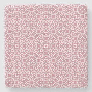 Pink White Geometric Seamless Pattern Stone Coaster
