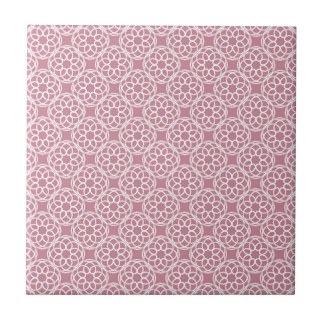 Pink White Geometric Seamless Pattern Tile (Front)
