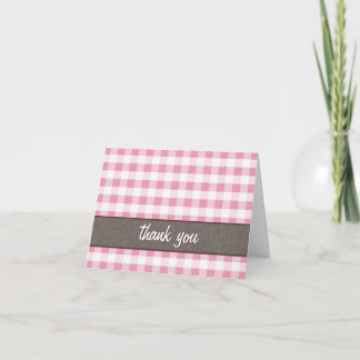 Pink & White Gingham Canvas Thank You Card