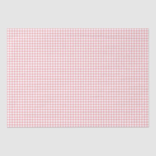 Pink White Gingham Check Girl Birthday Baby Shower Tissue Paper (Front)