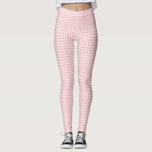 Pink White Gingham Check  Leggings