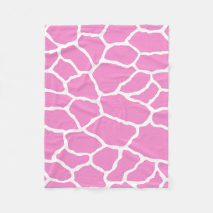 Pink White Giraffe Skin Pattern Fleece Blanket