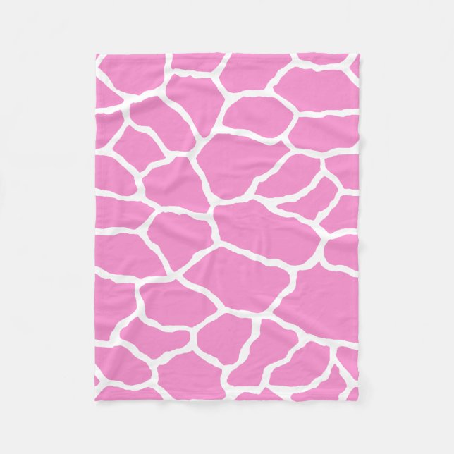 Pink White Giraffe Skin Pattern Fleece Blanket (Front)