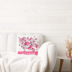 pink white girly sports decor basketball blowout cushion