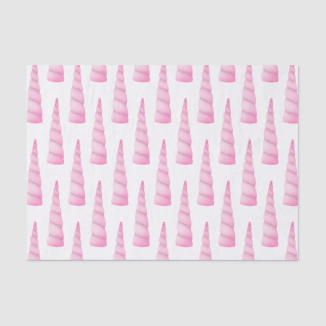 Pink White Glam Unicorn Birthday Tissue Paper (Front)