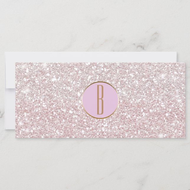 Pink White Glitter Gold Monogram Gift Certificate (Front)