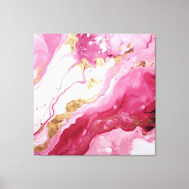 Pink, White, Gold Abstract Canvas Print (Front)