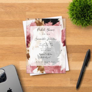 Pink White Gold Black Abstract Bridal Shower Acrylic Invitations