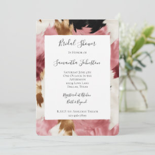 Pink White Gold Black Abstract Bridal Shower Invitation