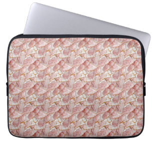 Pink White Gold Glass Elegant Marble Aesthetic Laptop Sleeve