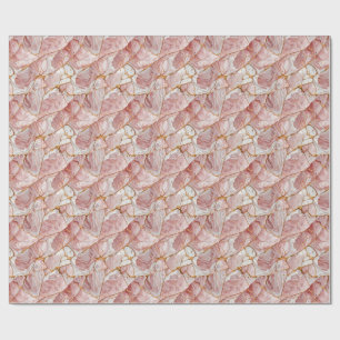 Pink White Gold Glass Elegant Marble Aesthetic Wrapping Paper