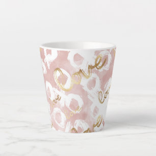 Pink White Gold Love XO Latte Mug