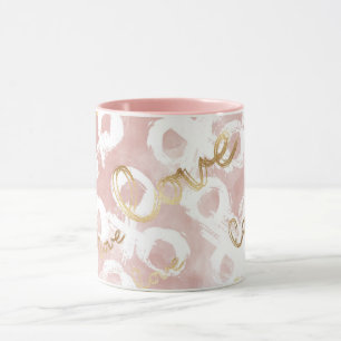 Pink White Gold Love XO Mug